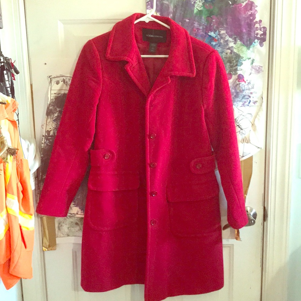 Red pea coat